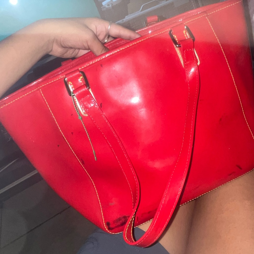 Red Leather Tote Bag - Picture 4 of 5